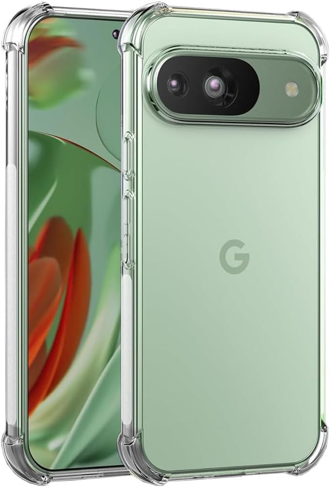 Google Pixel 9 Pro Clear Gel Case Cover With Glass Screen Protector