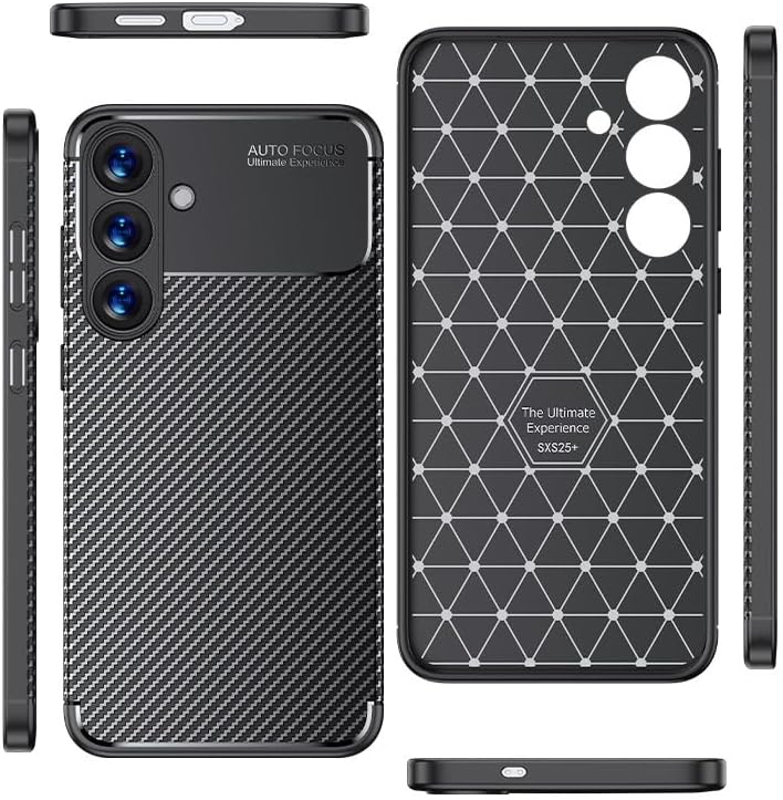 Samsung Galaxy S25+ Plus Case Carbon Fiber Thin Shockproof Cover - Black