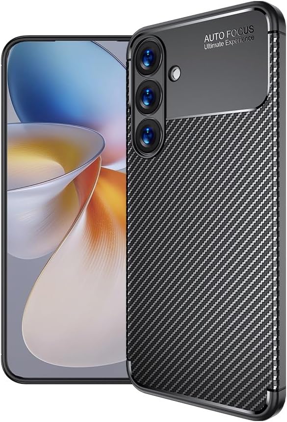 Samsung Galaxy S25+ Plus Case Carbon Fiber Thin Shockproof Cover - Black