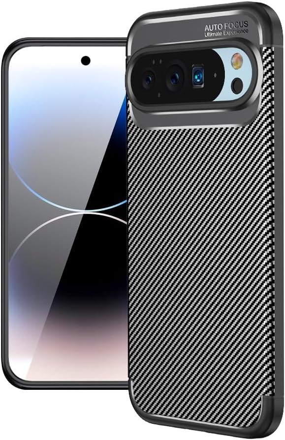 Google Pixel 10 Pro XL Case Carbon Fiber Shockproof Cover - Black