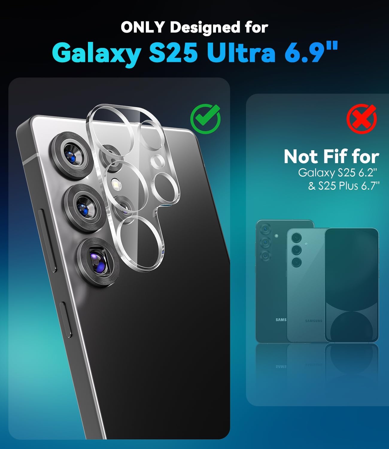 Samsung Galaxy S25 Ultra Camera Protector Lens Guard Tempered Glass Film