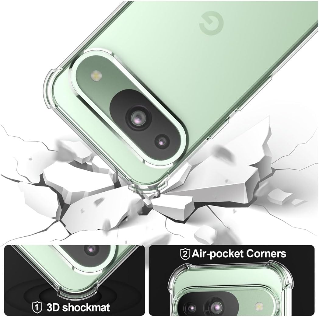Google Pixel 9 Pro Clear Gel Case Cover With Glass Screen Protector