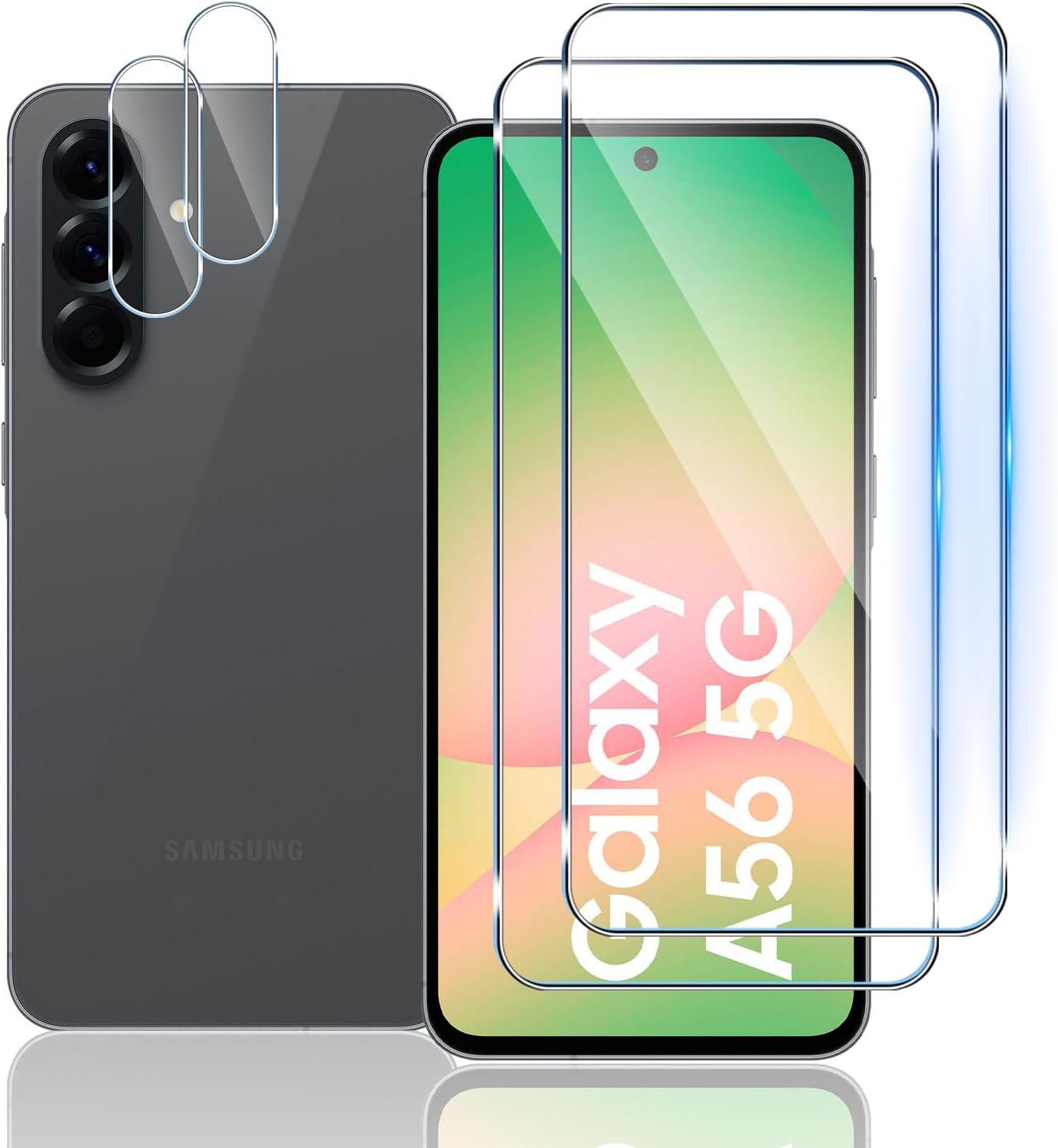 Samsung Galaxy A56 Clear Tempered Glass Screen Guard Camera Lens Protector
