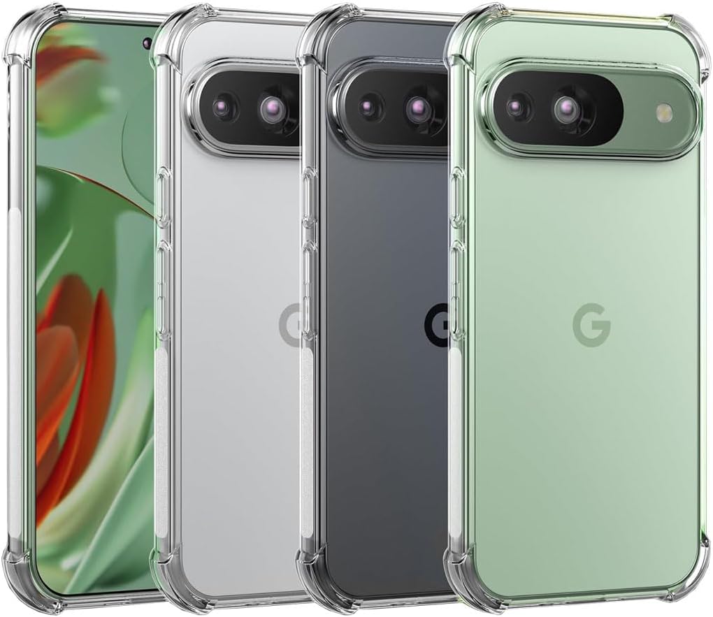 Google Pixel 9 Pro Clear Gel Case Cover With Glass Screen Protector