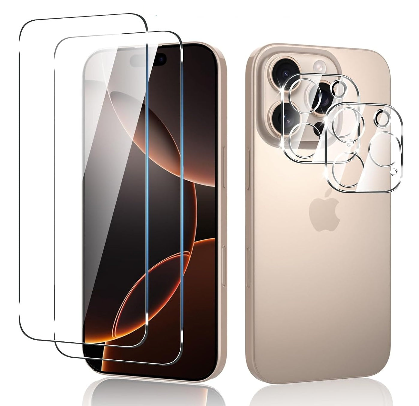 Apple iPhone 16 Pro Max Clear Tempered Glass Screen Guard Camera Lens Protector