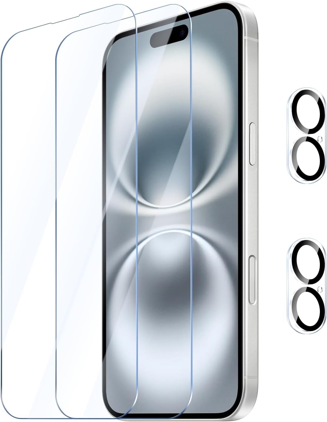 Apple iPhone 16 Plus Clear Tempered Glass Screen Guard Camera Lens Protector