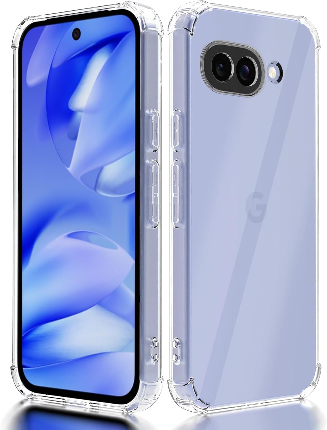 Google Pixel 9a Clear Gel Anti Shock Bumper Case Cover With Glass Screen Protector