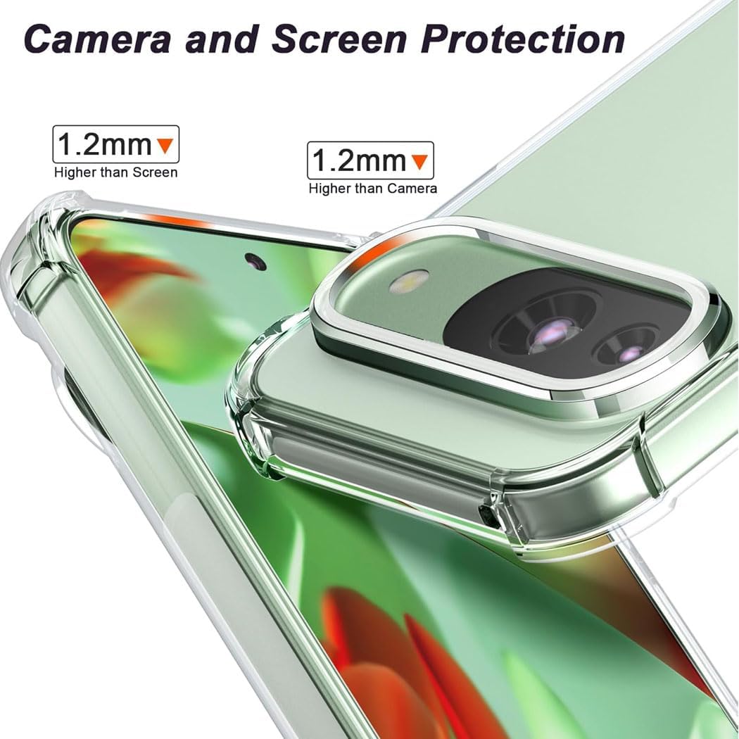 Google Pixel 9 Pro Clear Gel Case Cover With Glass Screen Protector