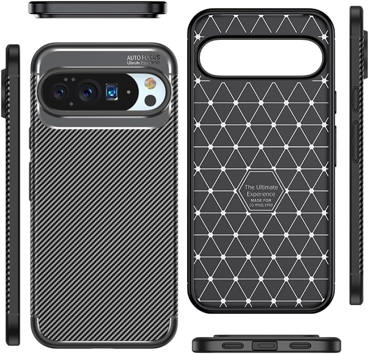 Google Pixel 10 Pro XL Case Carbon Fiber Shockproof Cover - Black