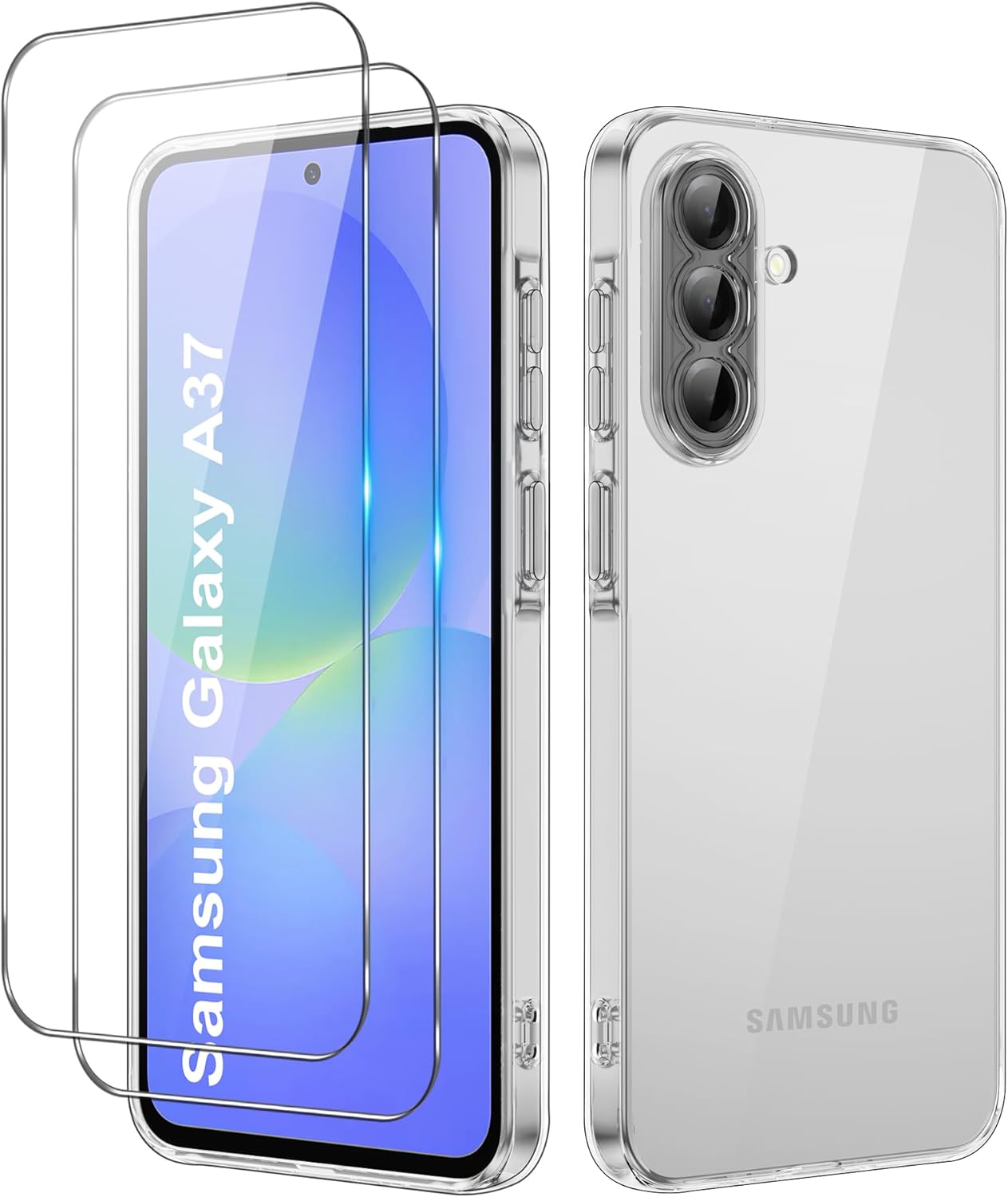 Samsung Galaxy A37 Clear Gel Case Cover With Glass Screen Protector