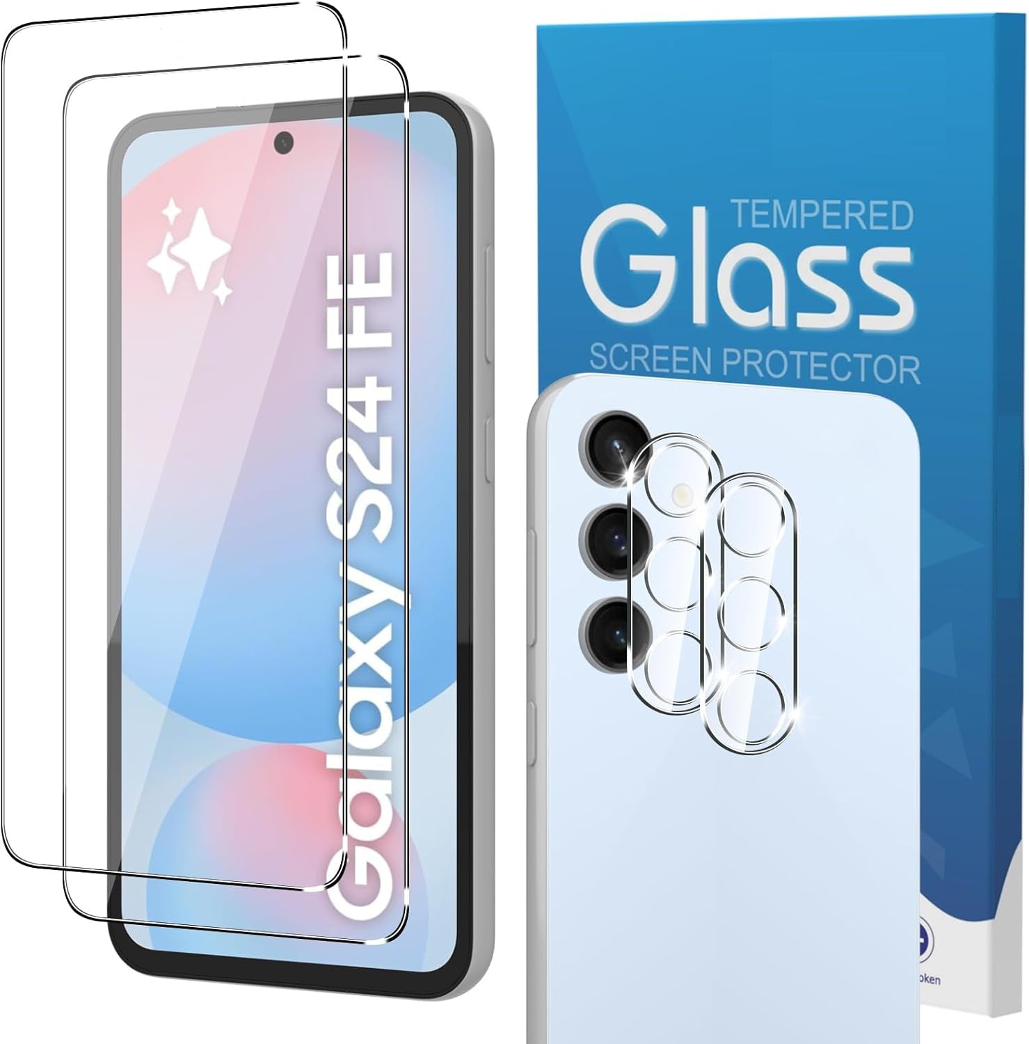 Samsung Galaxy S24 FE Clear Tempered Glass Screen Guard Camera Lens Protector