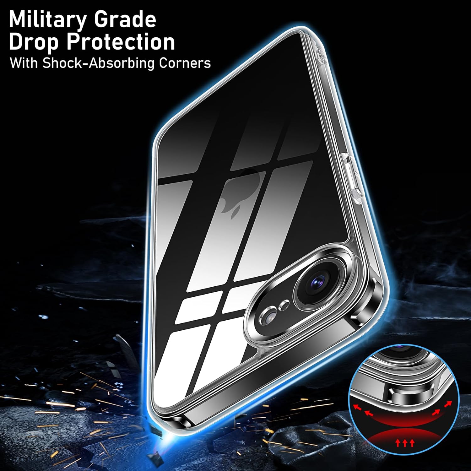 Apple iPhone 16e Clear Gel Case Cover With Glass Screen Protector