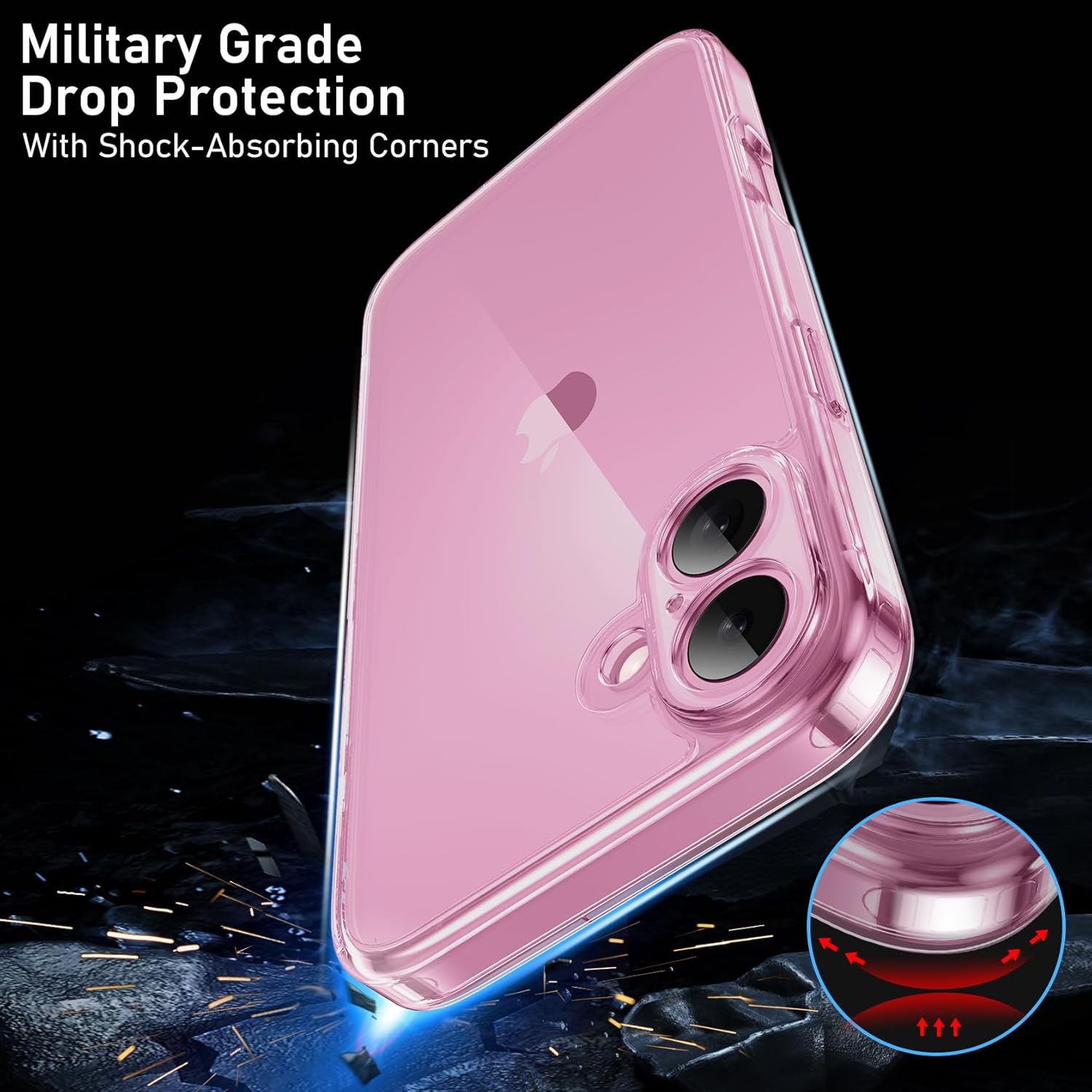 Apple iPhone 16 Clear Gel Case Cover With Glass Screen Protector