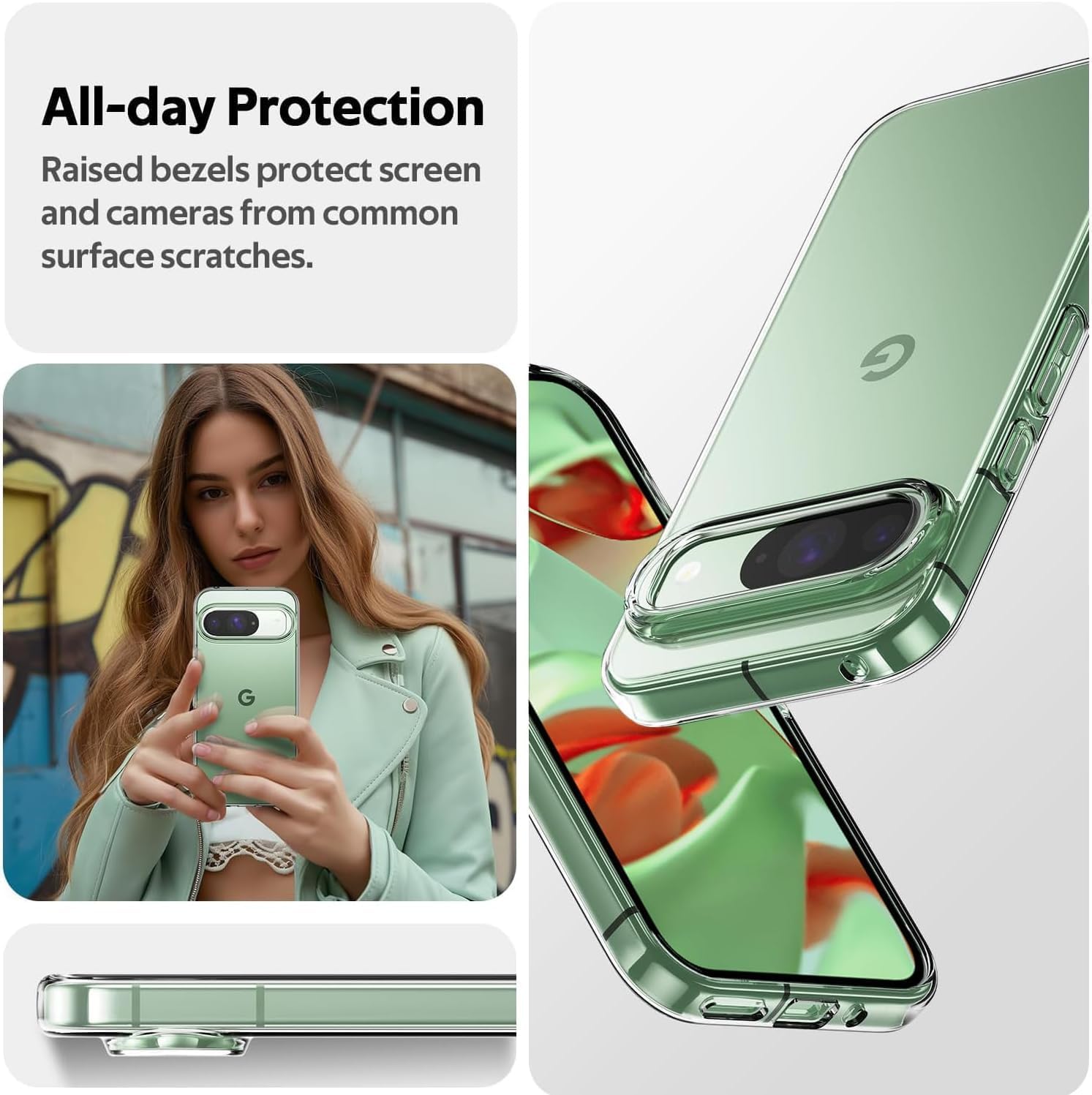 Google Pixel 10 Clear Gel Case Cover With Glass Screen Protector