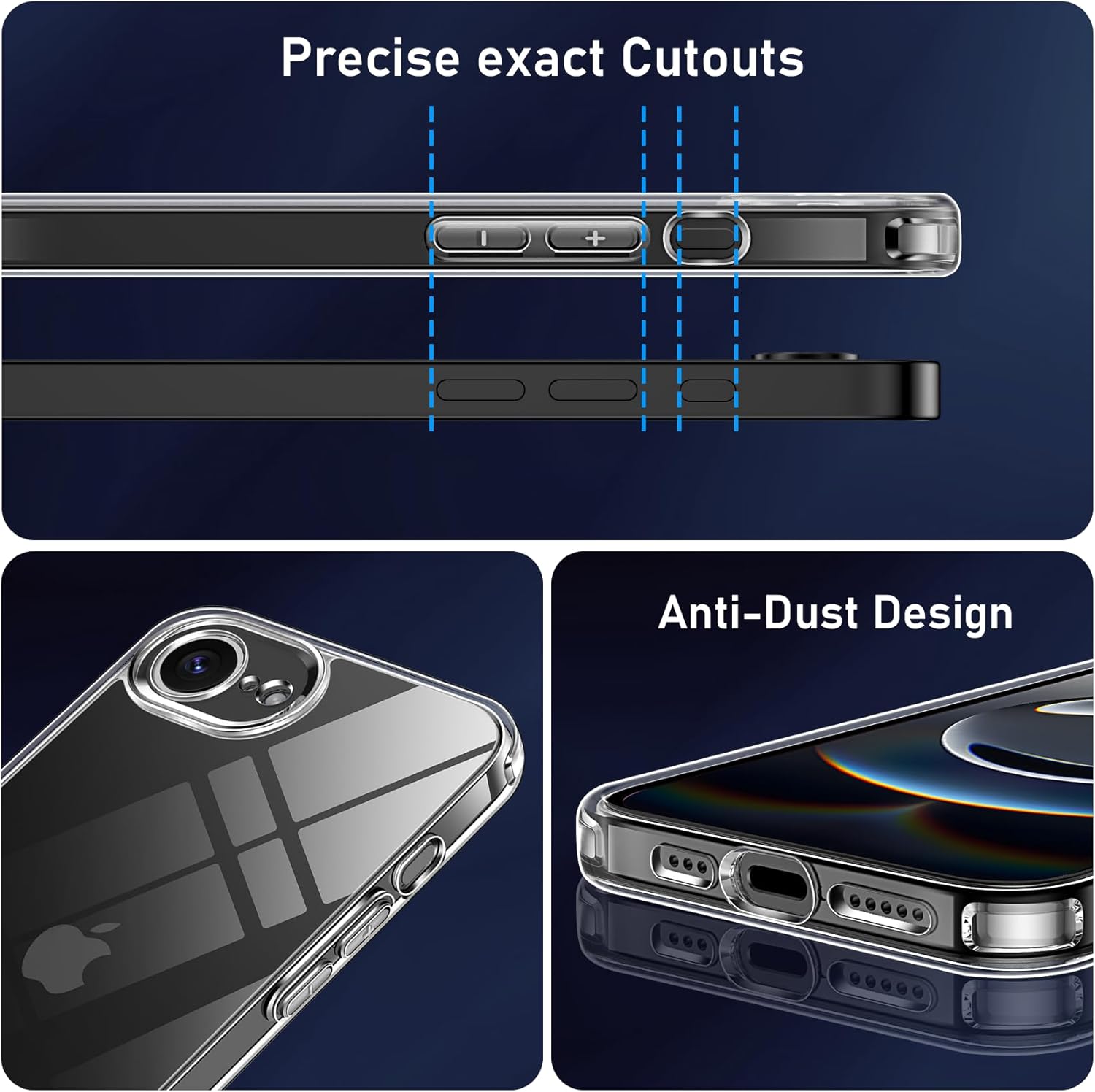 Apple iPhone 16e Clear Gel Case Cover With Glass Screen Protector