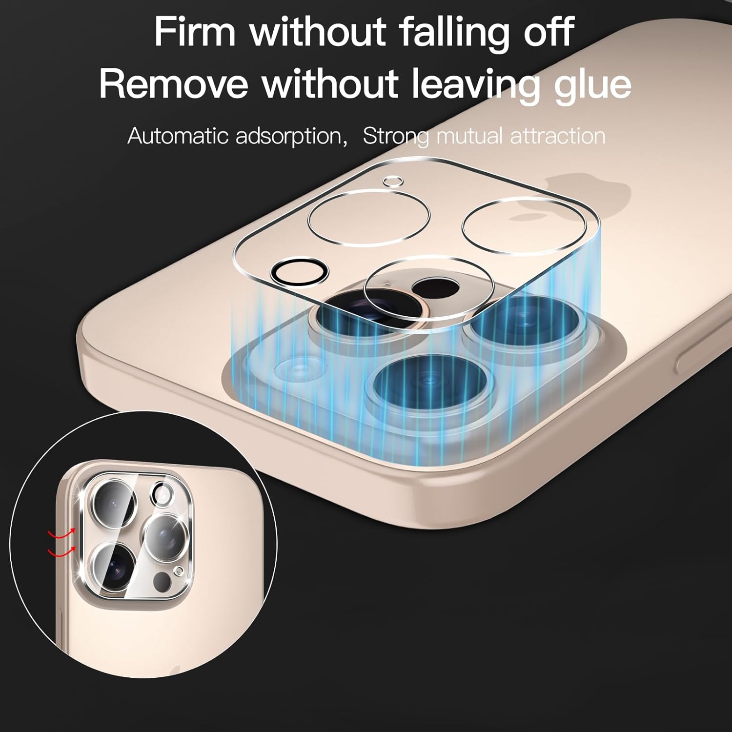 Apple iPhone 16 Pro Max Clear Tempered Glass Screen Guard Camera Lens Protector