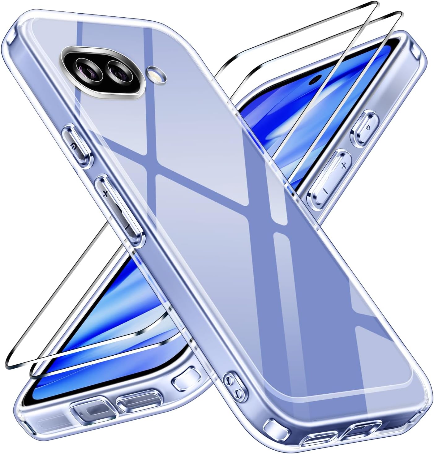 Google Pixel 9a Clear Gel Case Cover With Glass Screen Protector