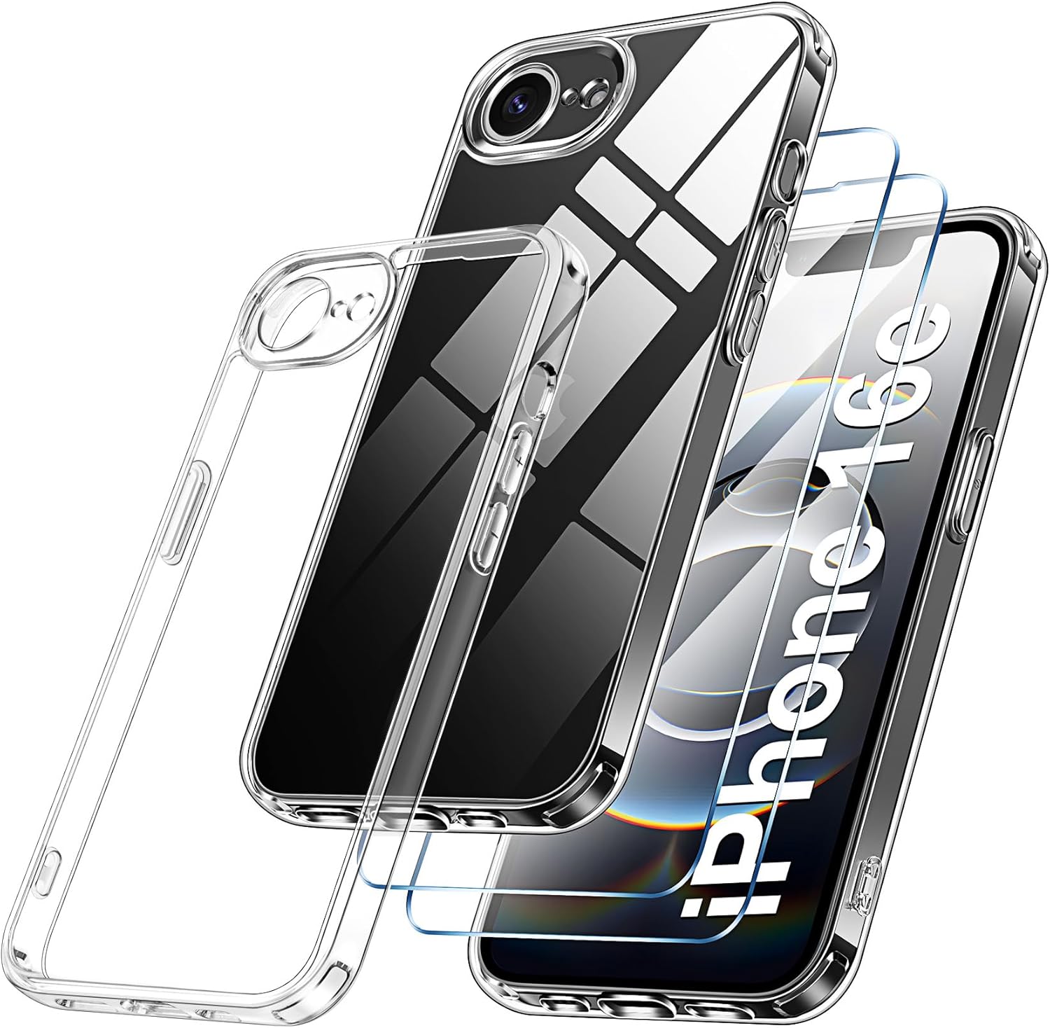 Apple iPhone 16e Clear Gel Case Cover With Glass Screen Protector
