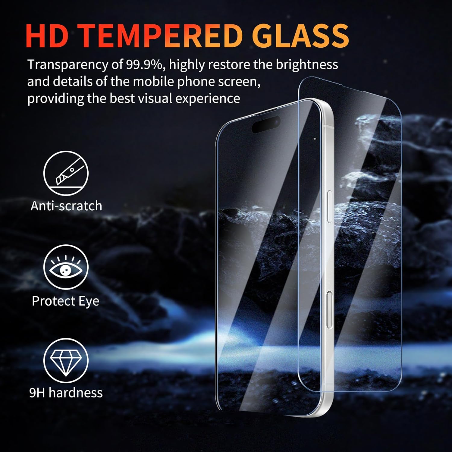 Apple iPhone 16 Plus Clear Tempered Glass Screen Guard Camera Lens Protector