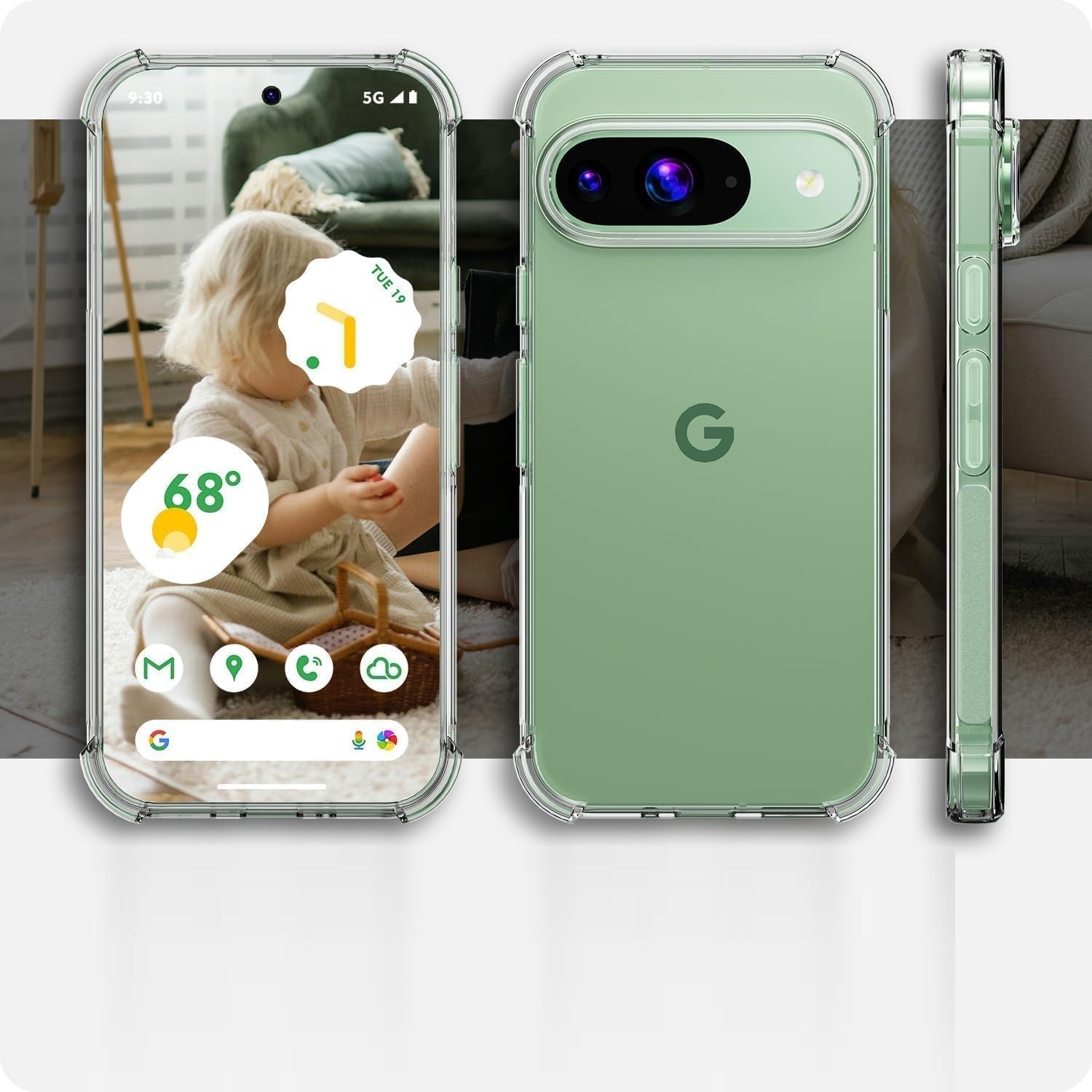 Google Pixel 10 Pro XL Clear Gel Anti Shock Bumper Case Cover With Glass Screen Protector