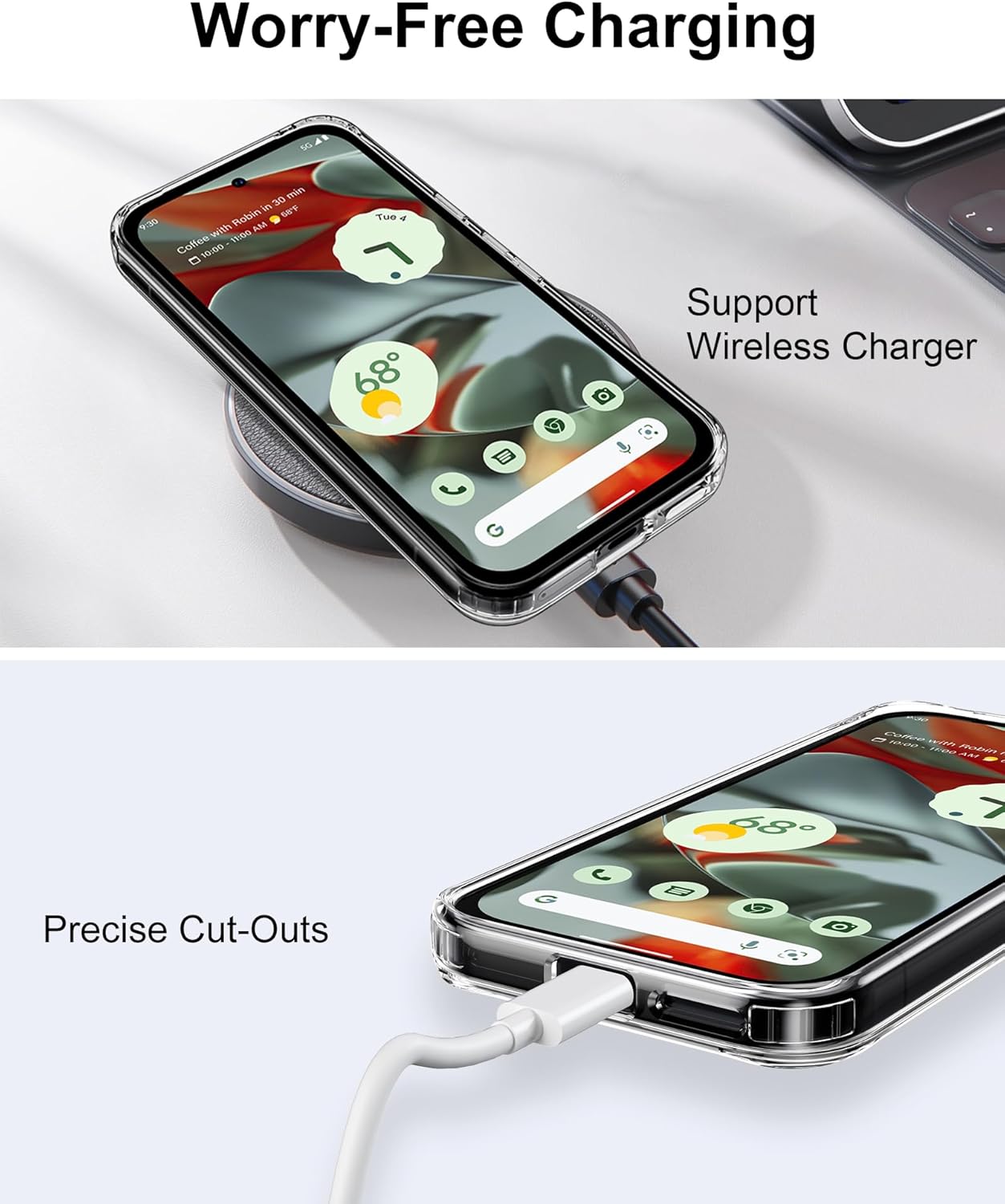 Google Pixel 9a Clear Gel Case Cover With Glass Screen Protector