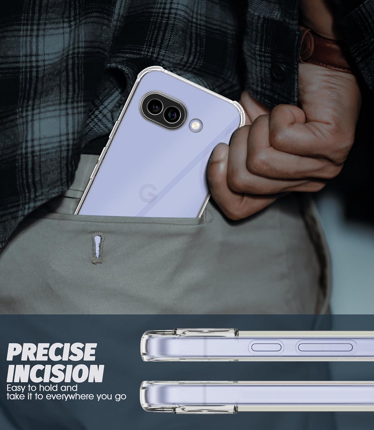 Google Pixel 9a Case Clear Gel Transparent Anti-Shock Absorption Bumper Cover