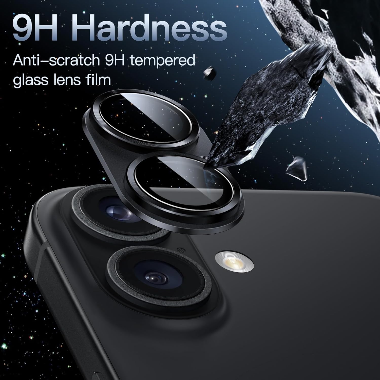Apple iPhone 16 Camera Protector Lens Guard Tempered Glass Film Black