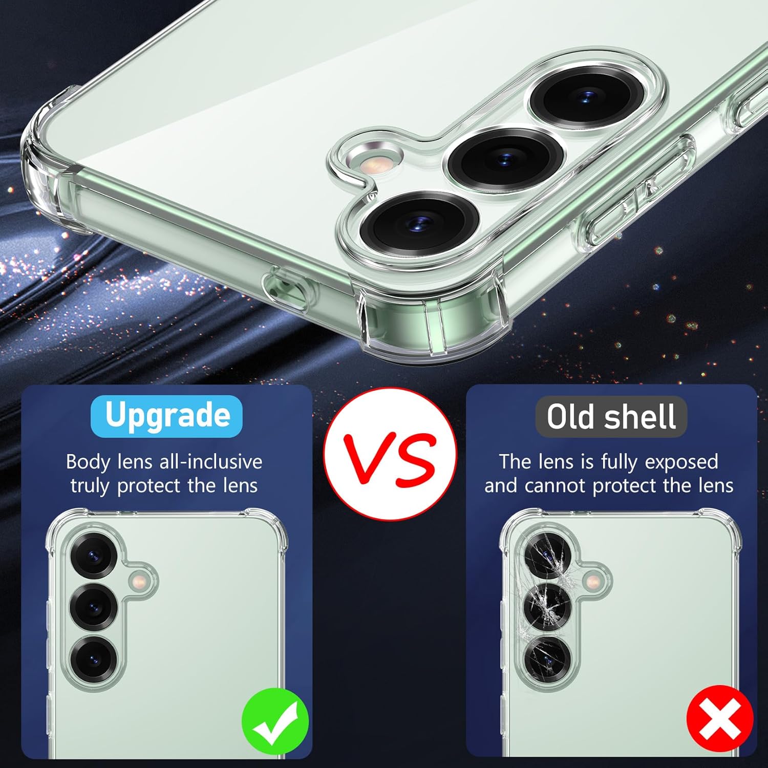 Samsung Galaxy S25 Case Clear Gel Transparent Anti-Shock Absorption Bumper Ultra Thin Cover
