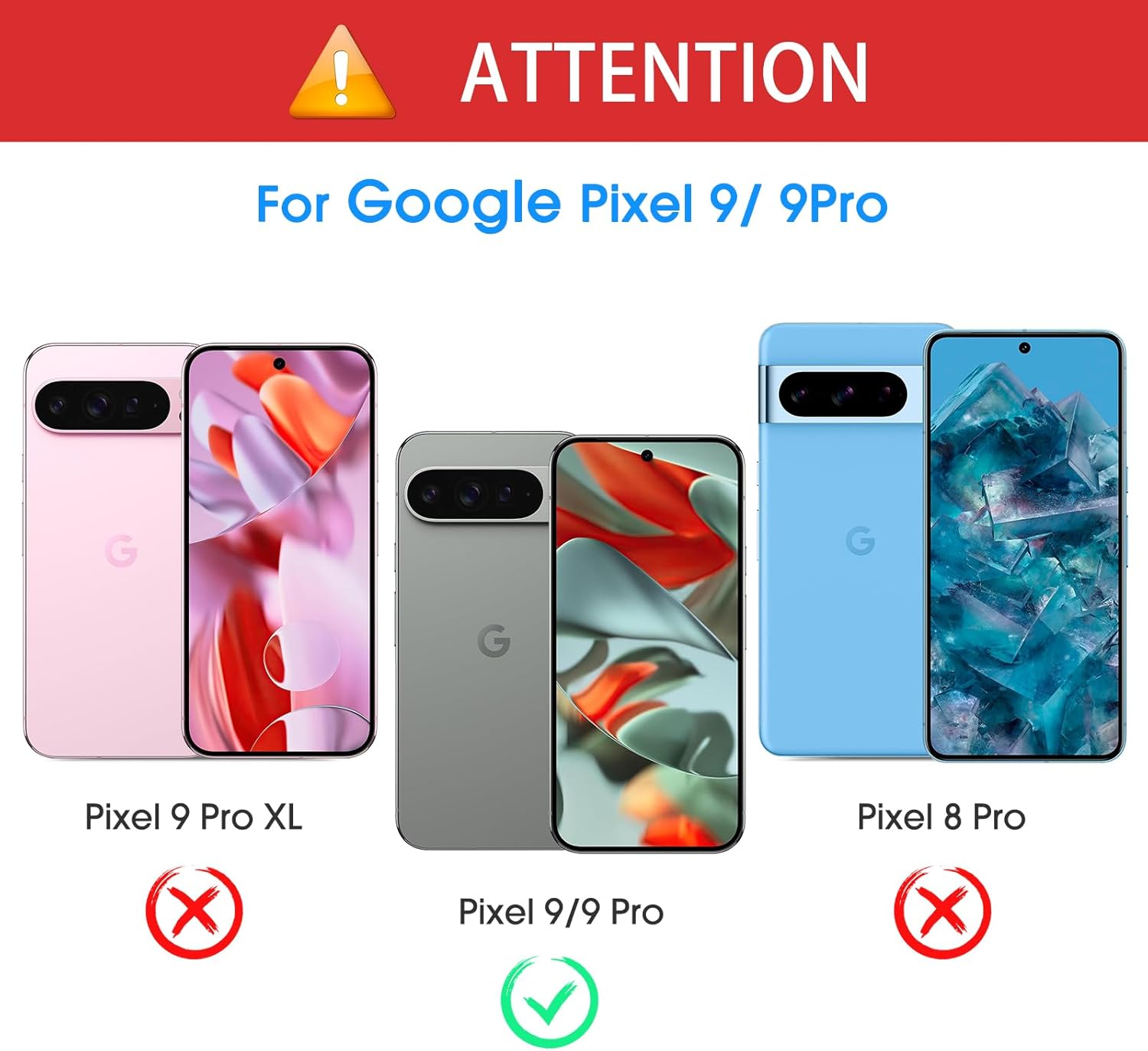 Google Pixel 9 Pro Clear Tempered Glass Screen Protector (2 Pack)