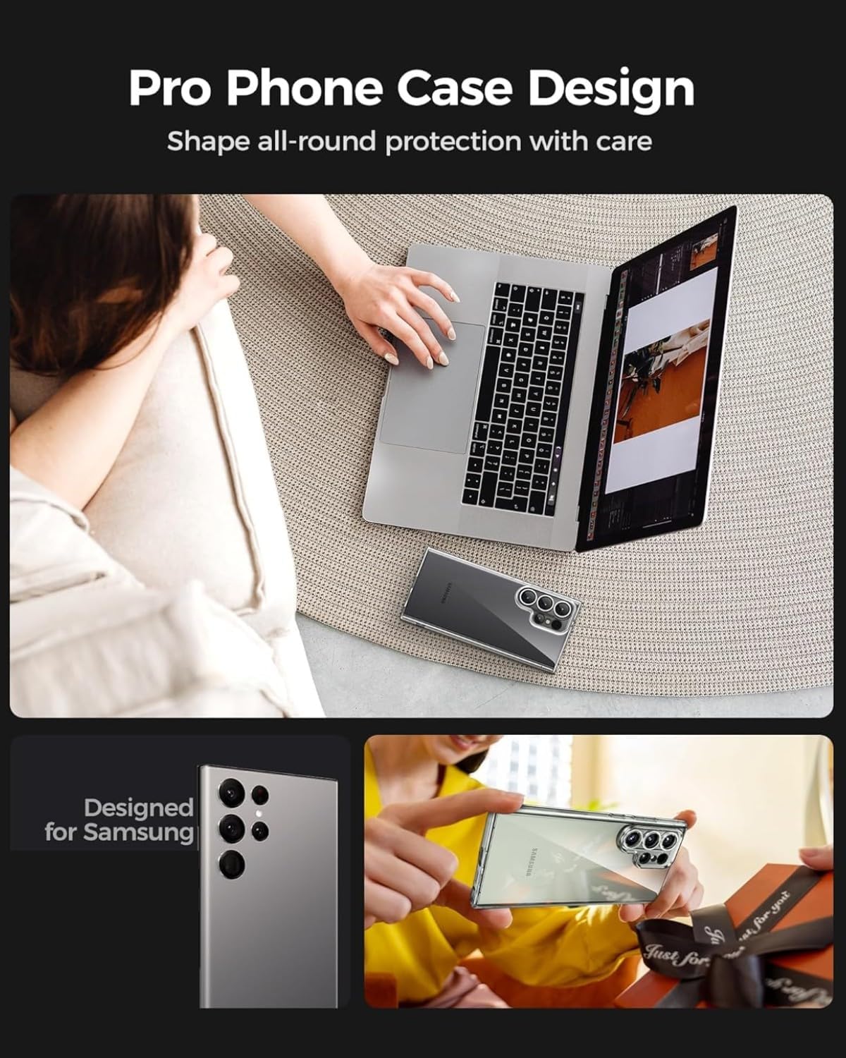 Samsung Galaxy S25 Ultra Clear Gel Case Cover With Glass Screen Protector