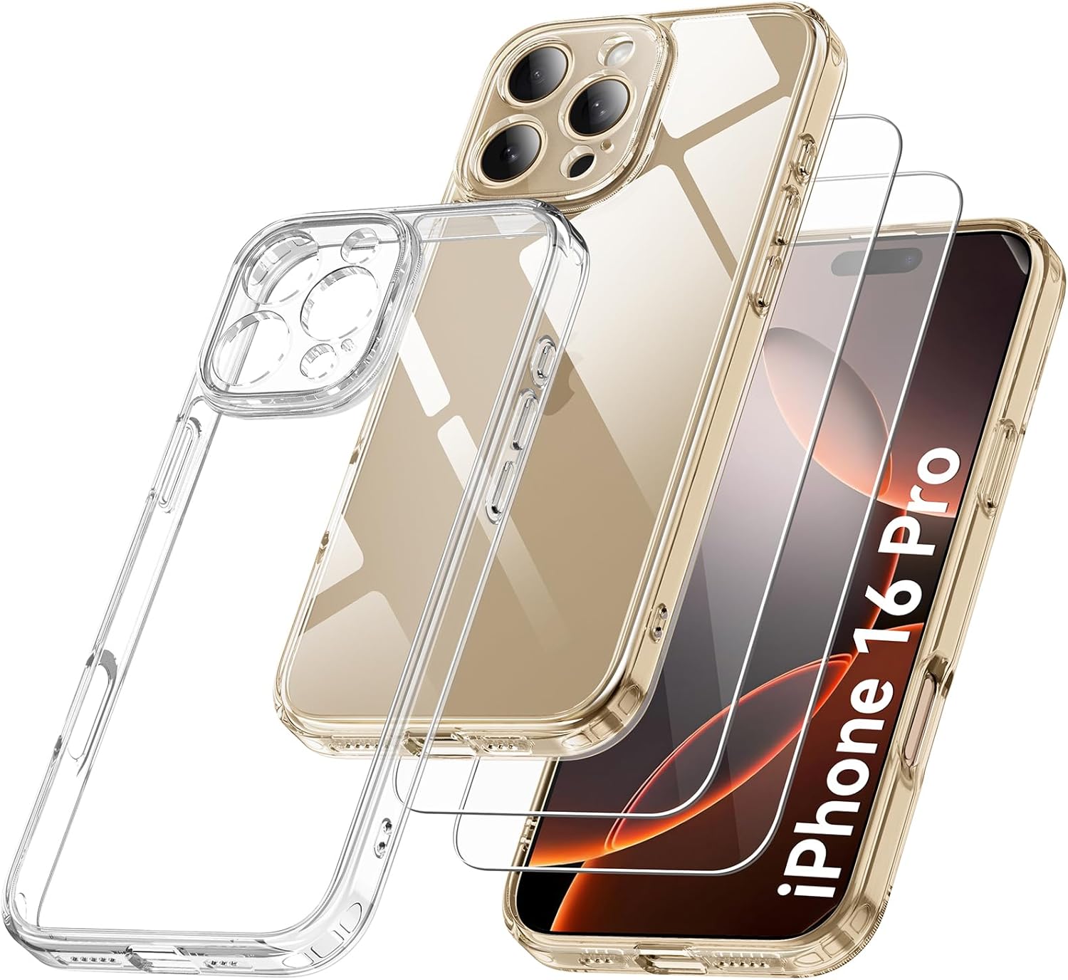 Apple iPhone 16 Pro Clear Gel Case Cover With Glass Screen Protector