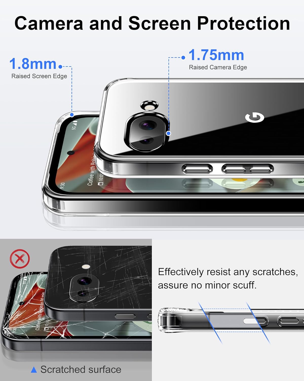 Google Pixel 9a Clear Gel Case Cover With Glass Screen Protector