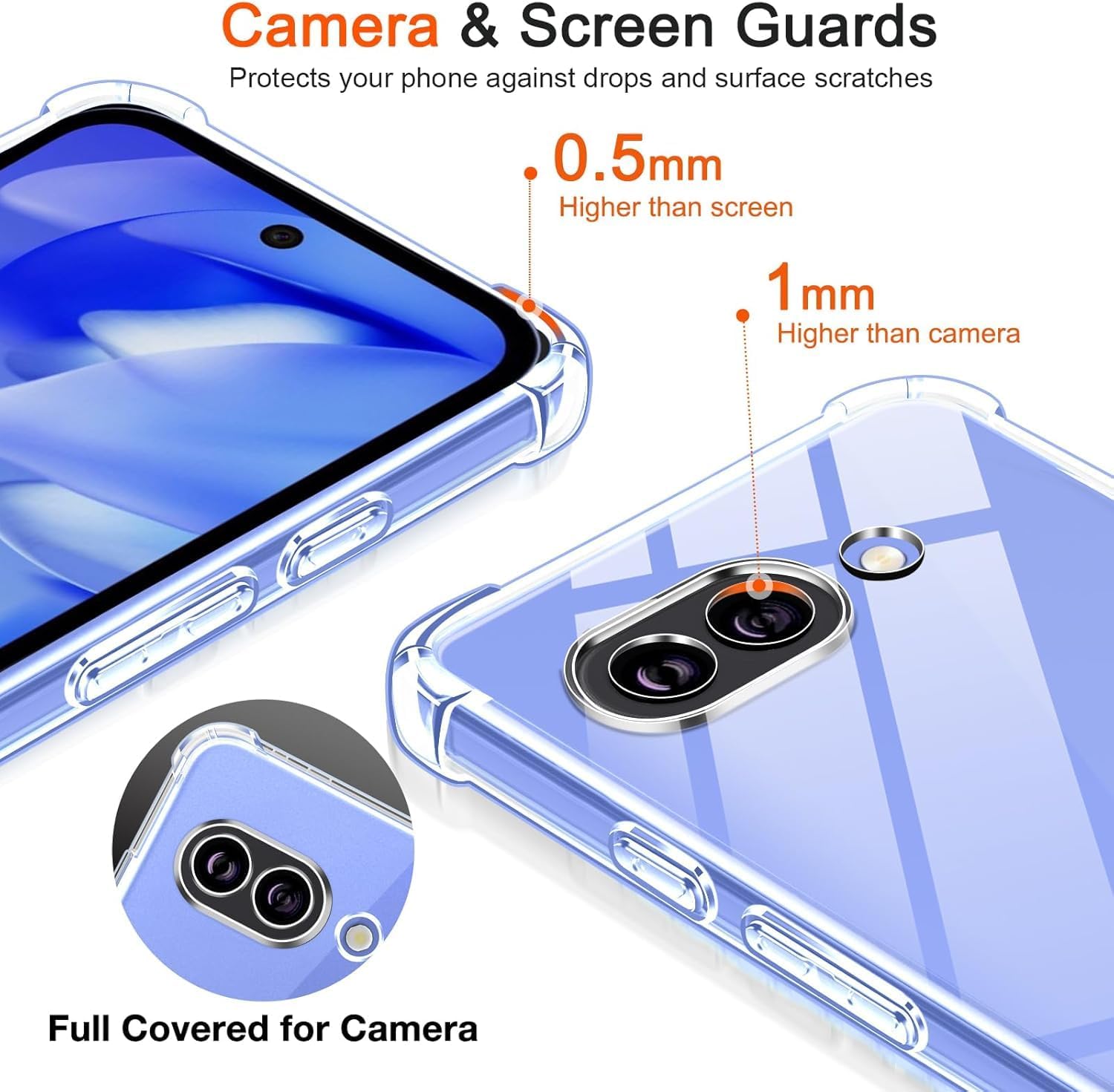 Google Pixel 9a Clear Gel Anti Shock Bumper Case Cover With Glass Screen Protector