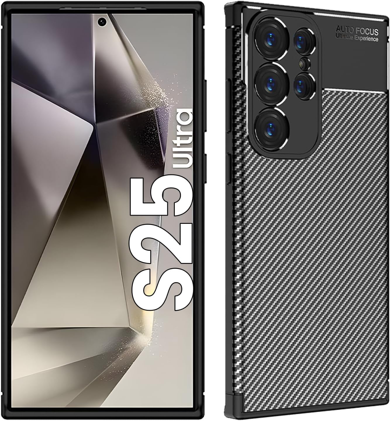 Samsung Galaxy S25 Ultra Case Carbon Fiber Thin Shockproof Cover - Black