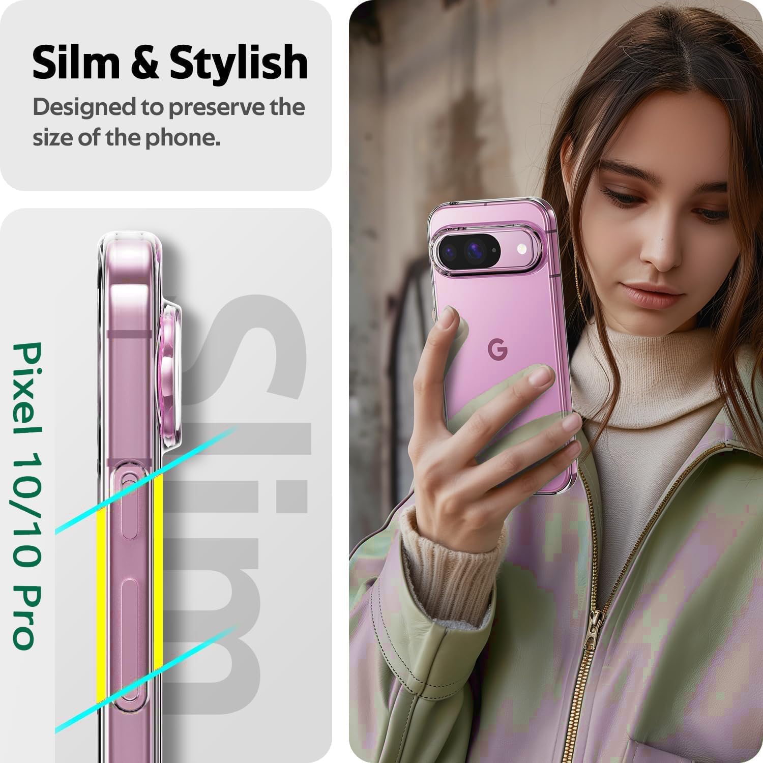 Google Pixel 10 Pro XL Case Clear Gel Slim Transparent Silicone Cover