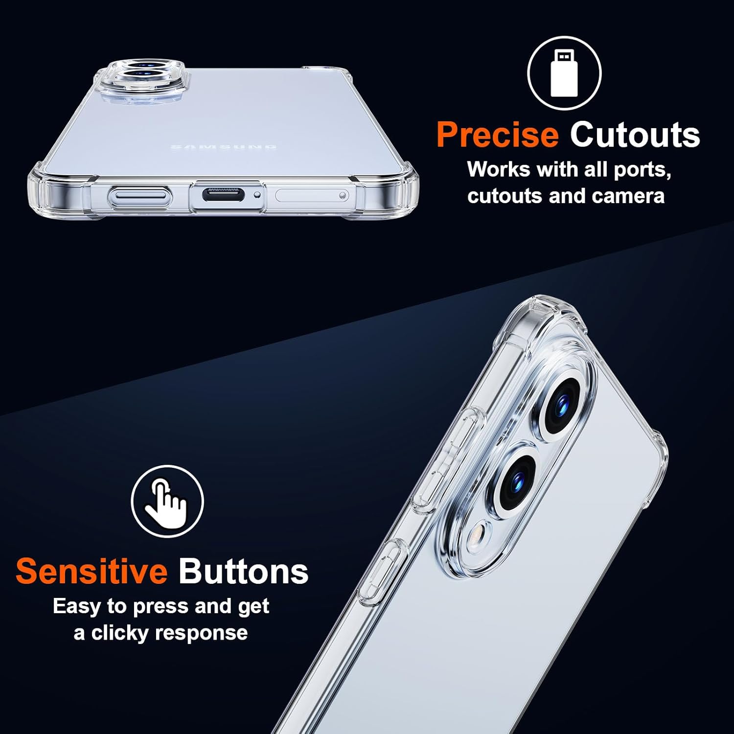 Samsung Galaxy S25 Edge Case Reinforced Corners Clear Gel Case Cover With Glass Screen Protector