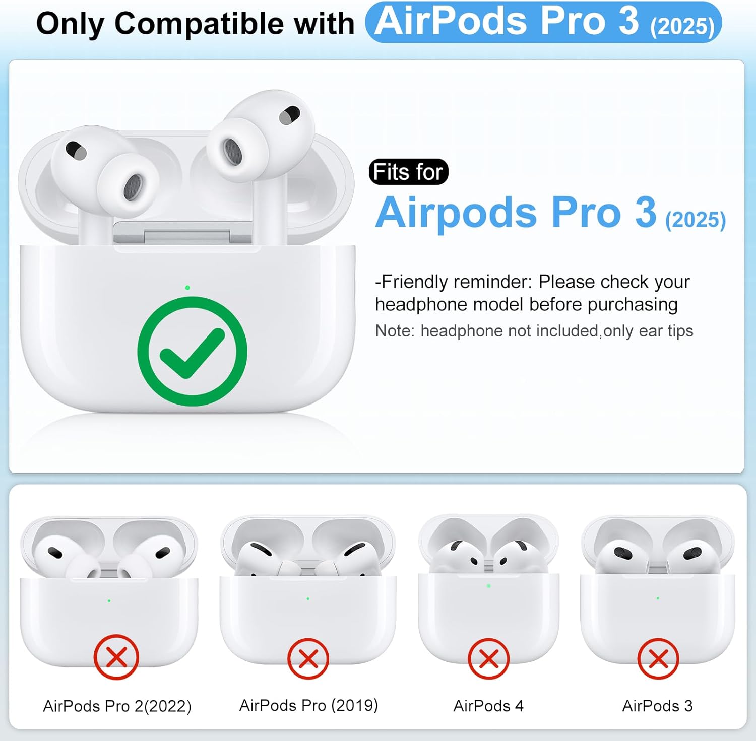 Apple AirPods Pro 3 3rd Generation Replacement Earbuds Ear Tips In Ear