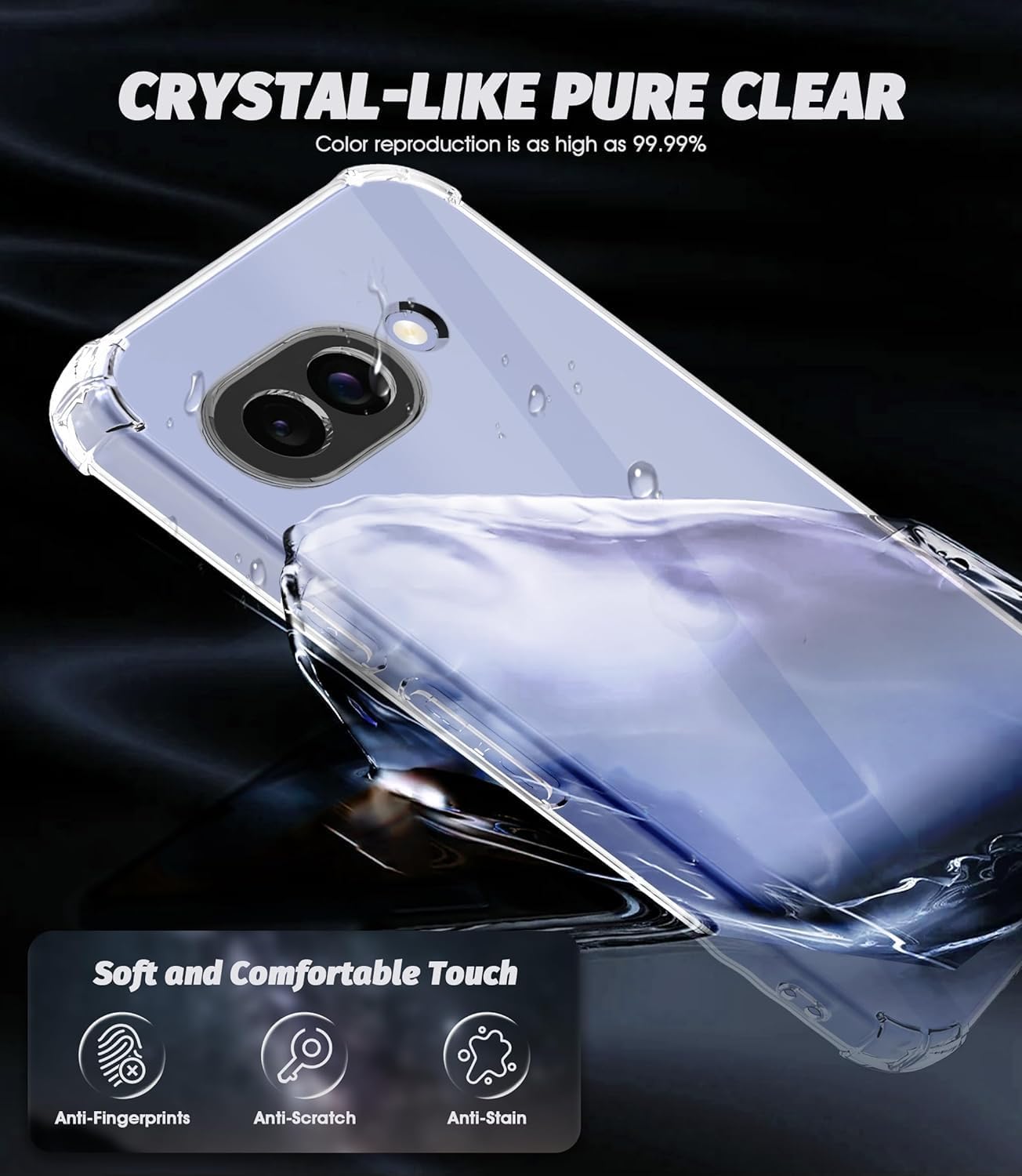 Google Pixel 9a Clear Gel Anti Shock Bumper Case Cover With Glass Screen Protector