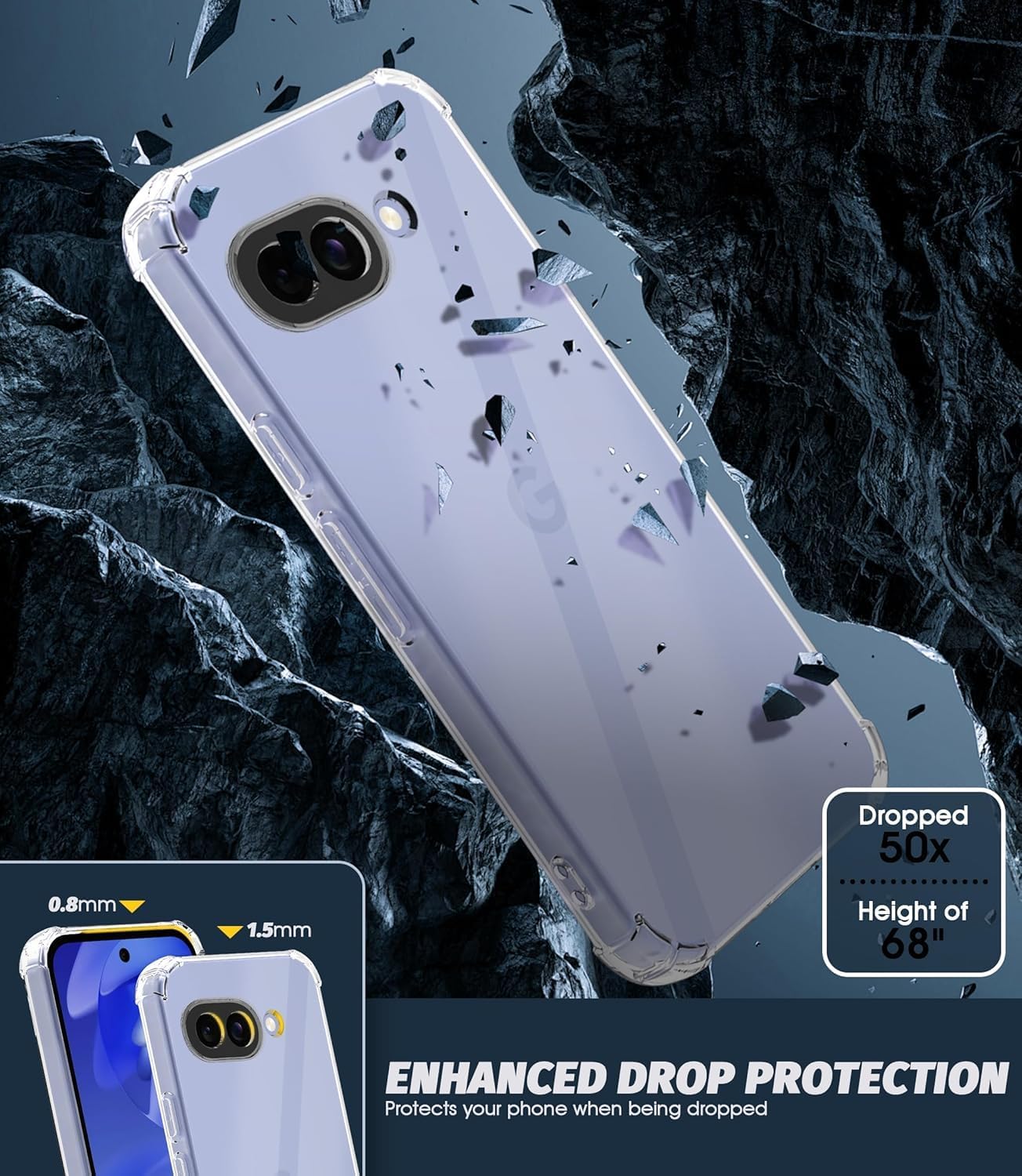 Google Pixel 9a Case Clear Gel Transparent Anti-Shock Absorption Bumper Cover