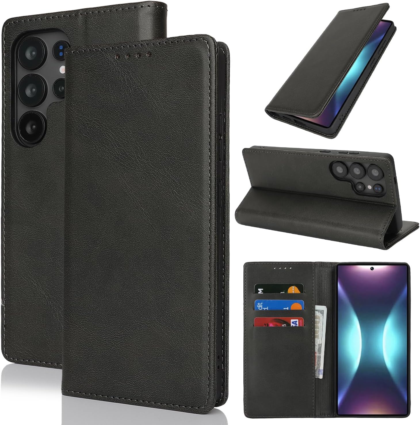 Samsung Galaxy S24 Ultra Flip Book Case Premium Leather Wallet Stand Phone Cover