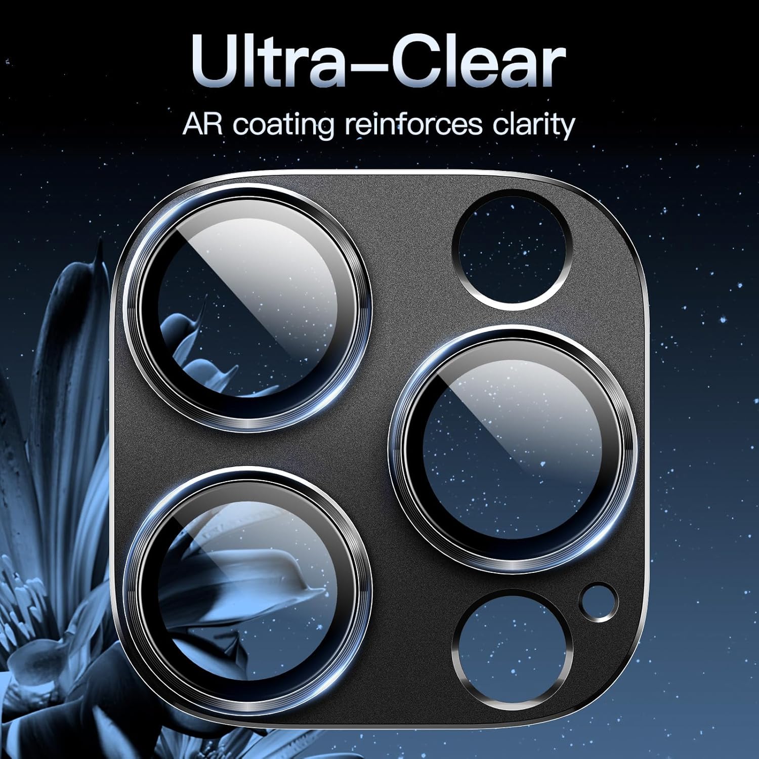 Apple iPhone 15 Pro Camera Protector Lens Guard Tempered Glass Film Black