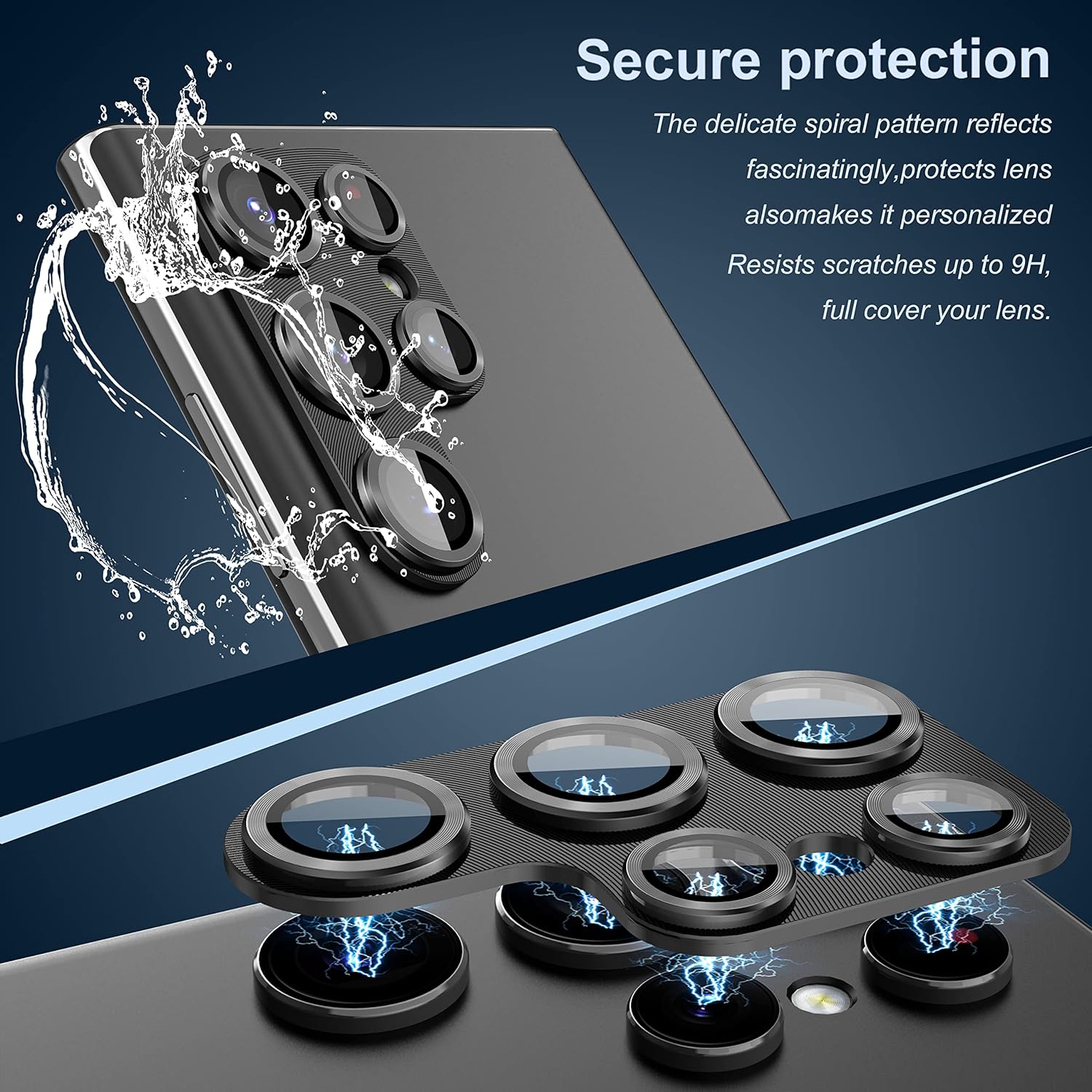 Samsung Galaxy S25 Ultra Camera Protector Lens Guard Tempered Glass Film Black