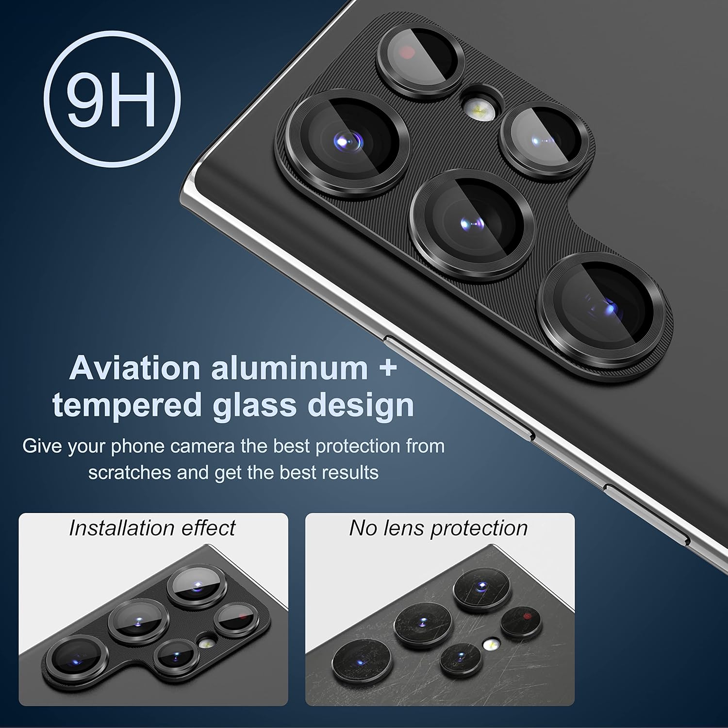 Samsung Galaxy S25 Ultra Camera Protector Lens Guard Tempered Glass Film Black