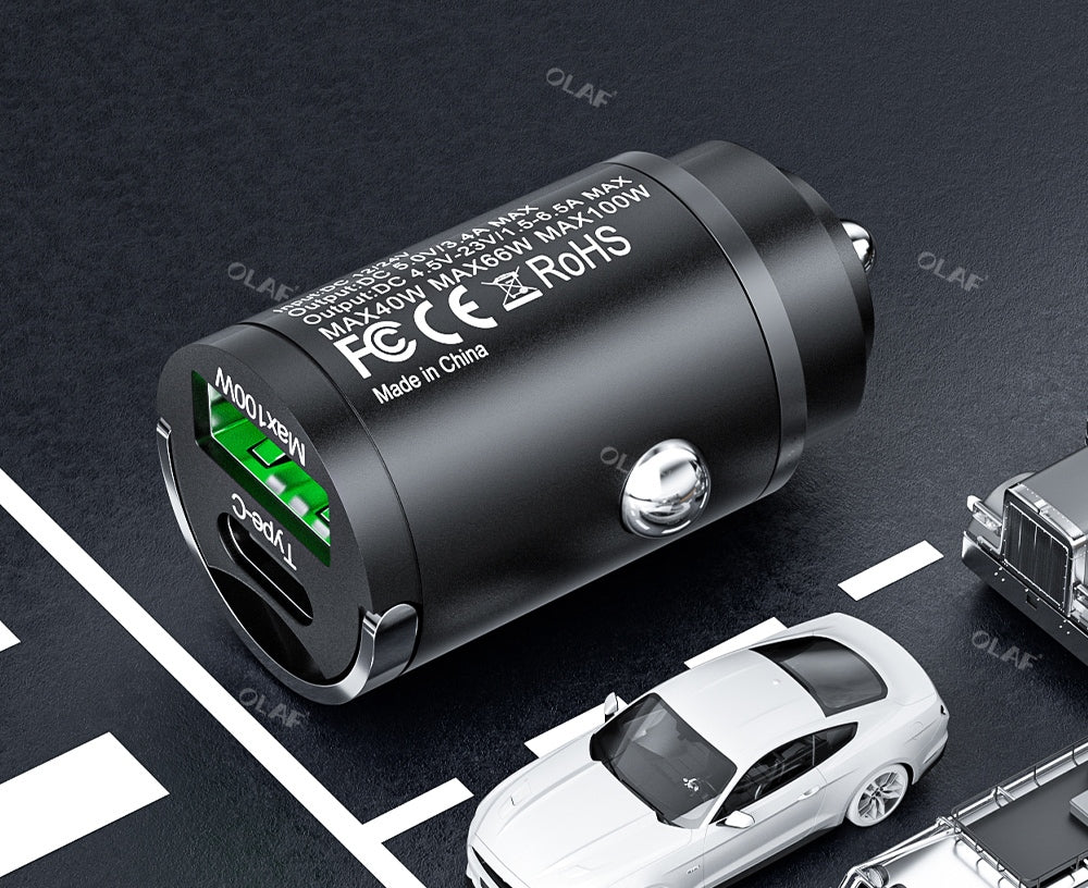 Twin Port USB C Type C Car Charger Cigarette Socket Adapter Fits iPhone Samsung Google