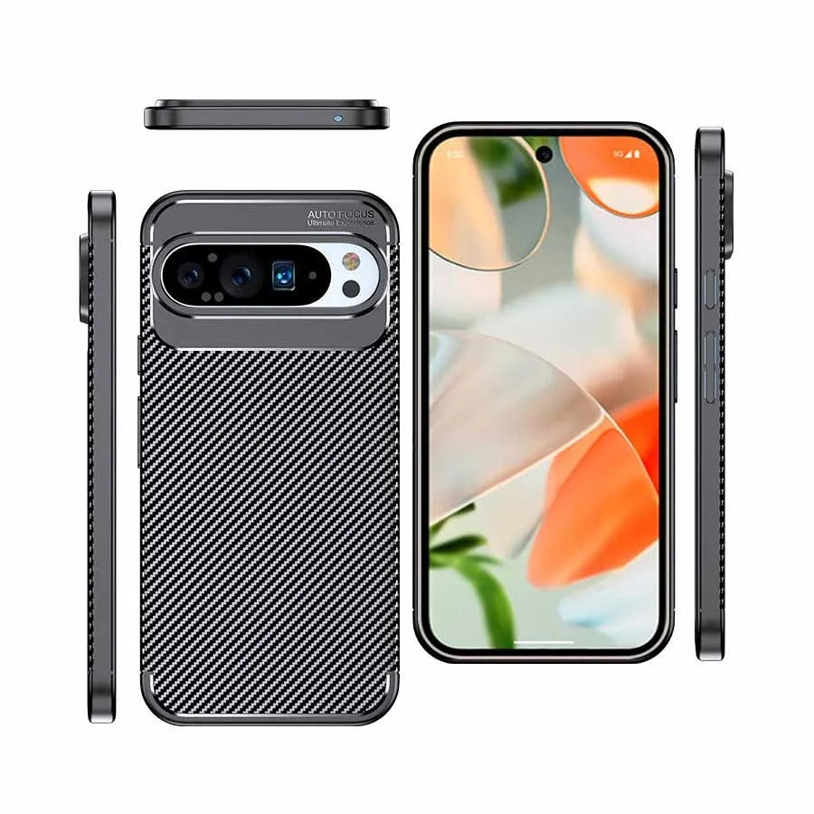 Google Pixel 9 Pro XL Carbon Fibre Case Thin Shockproof Cover - Black