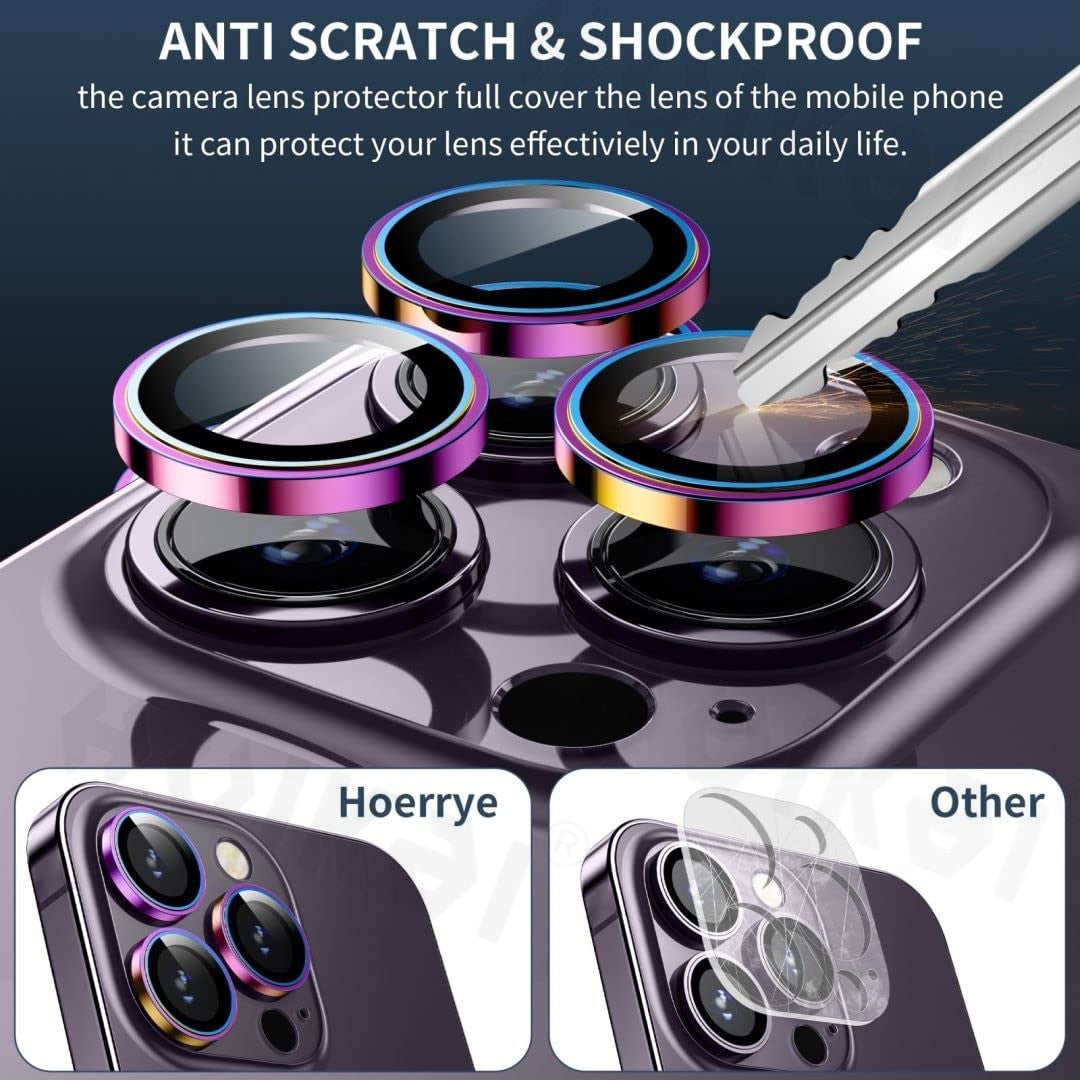 9H Tempered Glass Metal Camera Lens Protectors - iPhone 14 Pro - (3 Pack)