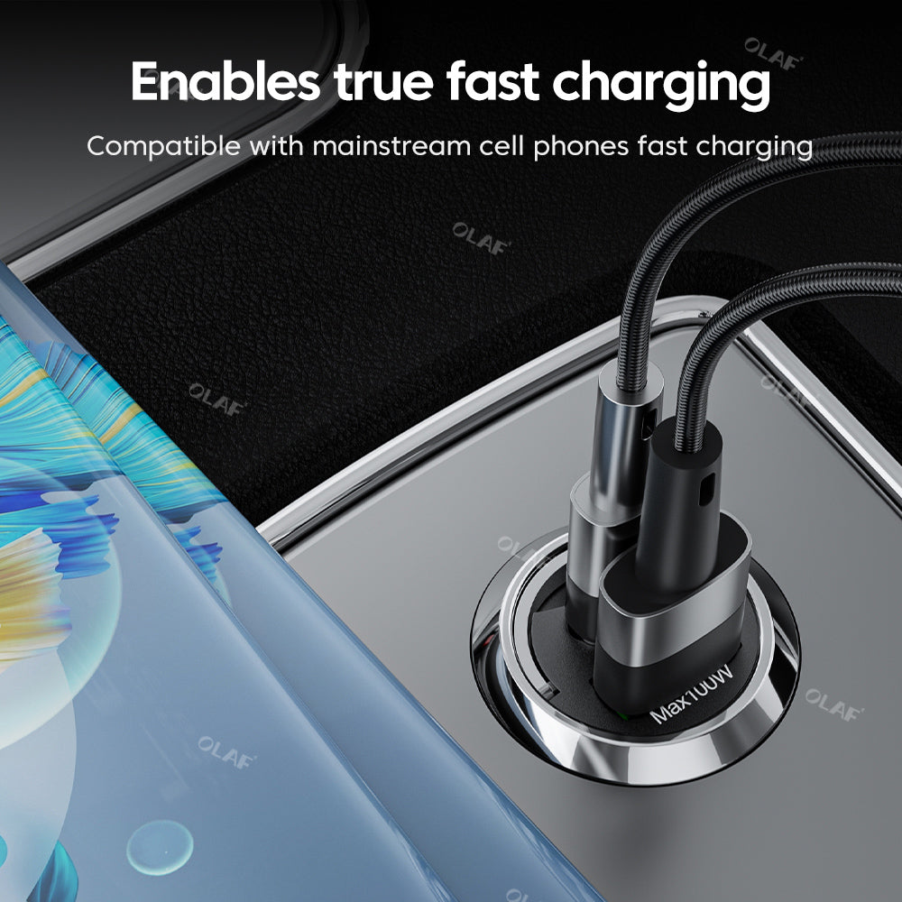 iPhone 17 USB-A & USB-C Dual Port Car Charger With Type C Charging USB Cable