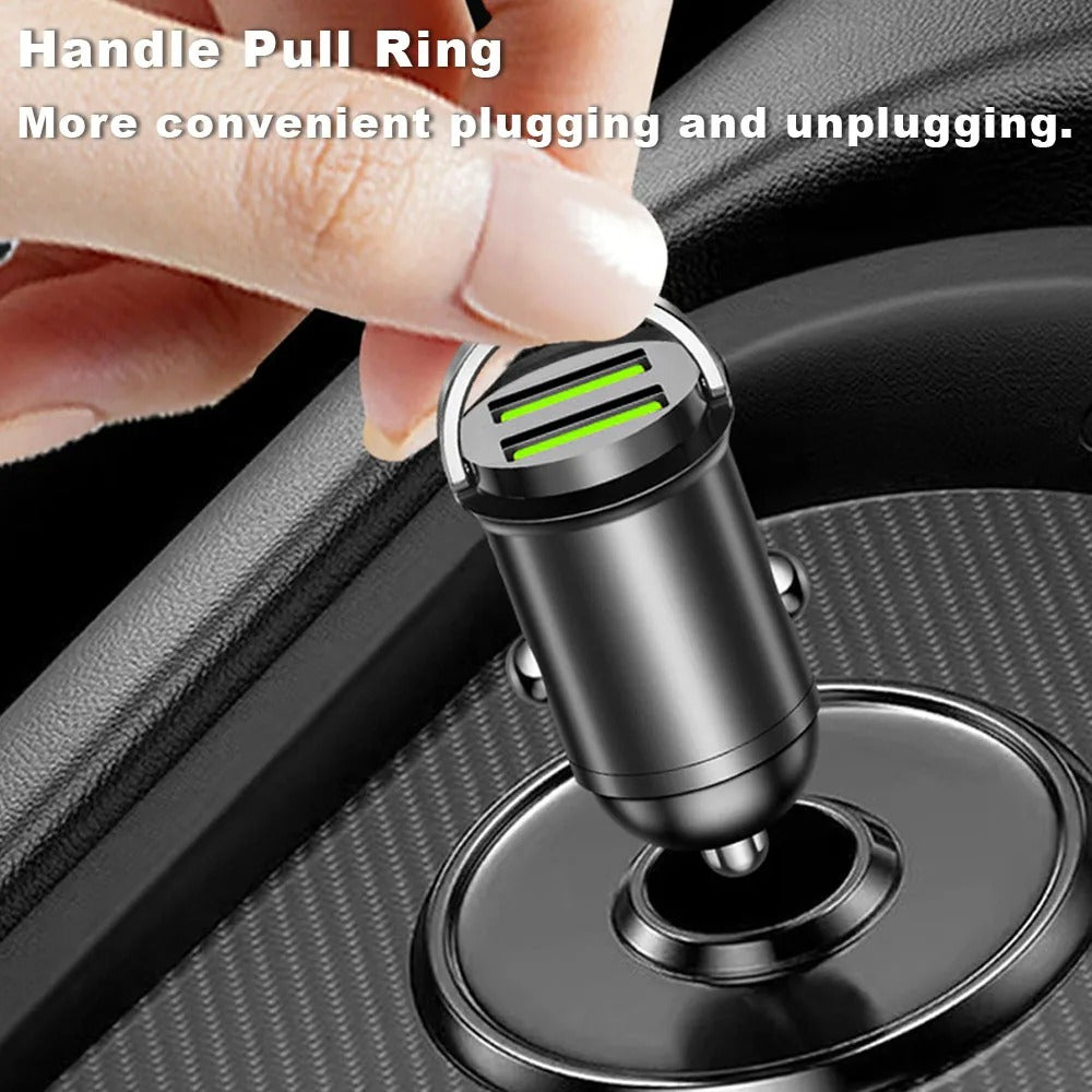 Twin USB Socket to 12V Car Cigarette Lighter Dual Phone Charger Adapter With Blue Led Light