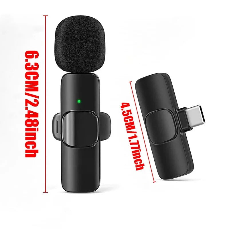 Wireless Mini Microphone Lavalier Noise Cancelling Mic Vlogging iPhone Samsung Android
