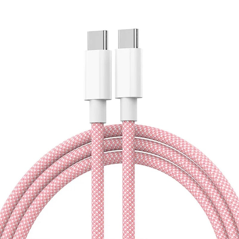 iPhone 15 / iPhone 15 Pro 60W PD Super Fast Charge USB C to USB C Charging Fabric Braided Nylon Cable
